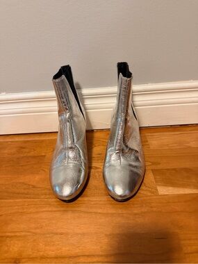 Metallic Silver Women's Ankle Boots